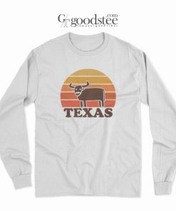 Funny Vintage Style Texas Cow Long Sleeve
