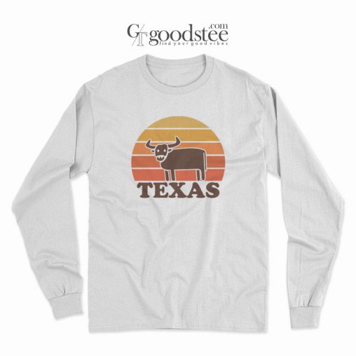 Funny Vintage Style Texas Cow Long Sleeve