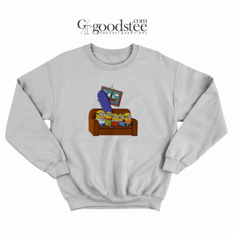 Minions-The-Simsons-Family-Parody-Sweatshirt Minions The Simpsons Family Parody Sweatshirt