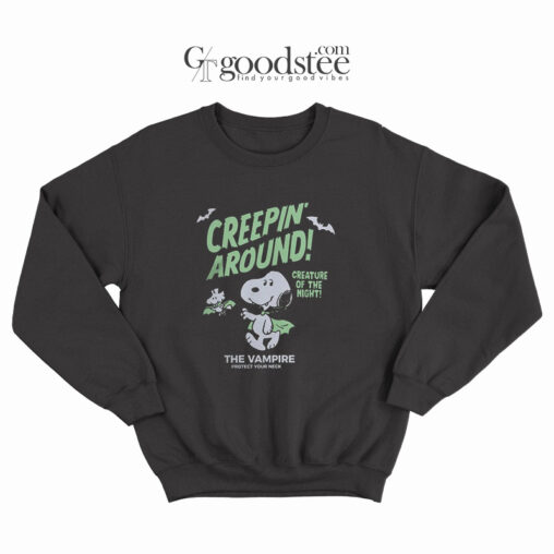 Snoopy And Woodstock Creepin Around Creature Of The Night Sweatshirt